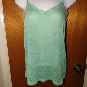 American Eagle Boho Type Tank Top with Lace Trim, Turquoise/Aqua, M